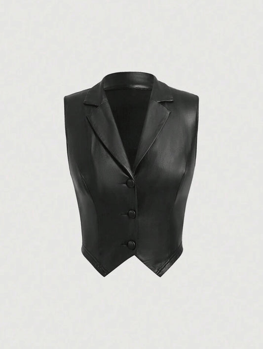 Dame Elegant tætsiddende vest i kunstlæder Stilla