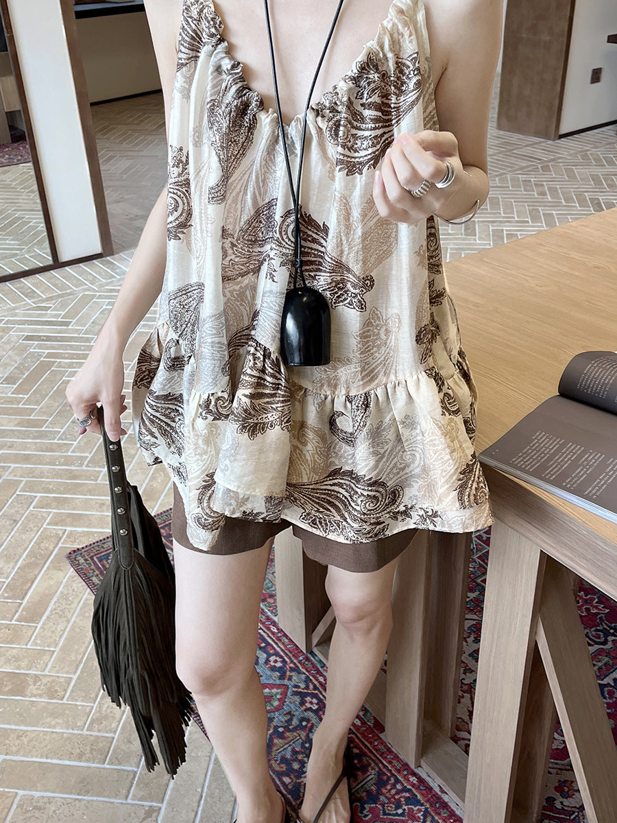 Dame afslappet sommeroverdel med unikt trykdesign Stilla