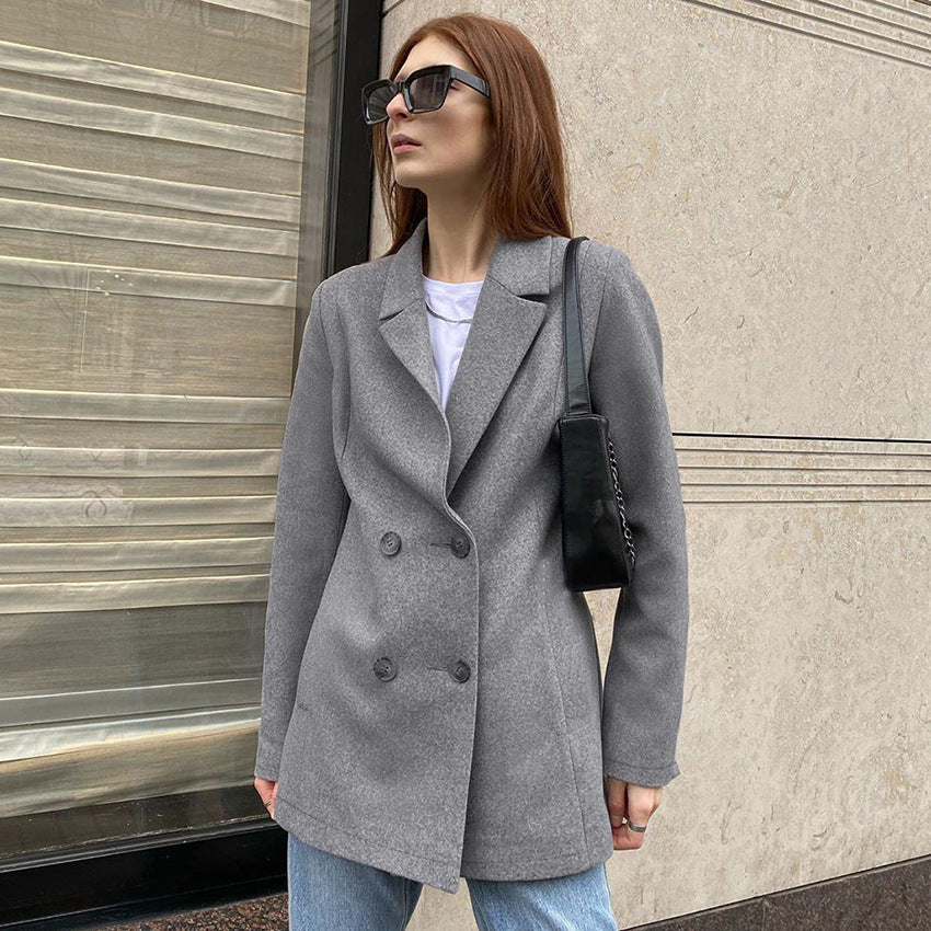 Dame Dobbeltknap Blazer i højkvalitets uldmix med afslappet snit Stilla