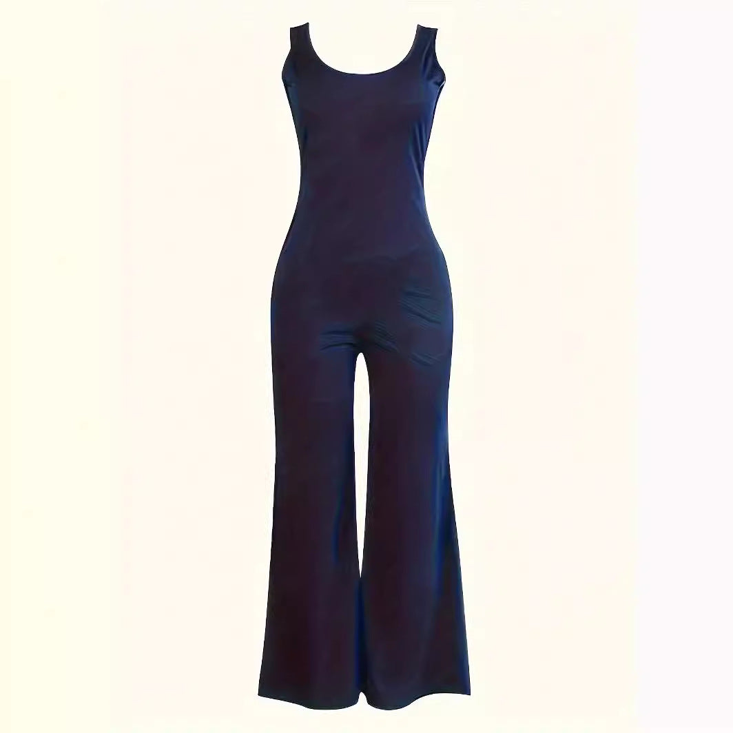Damer Komfortabel Bredskåret Jumpsuit med Lommer og Spaghetti Stropper Stilla