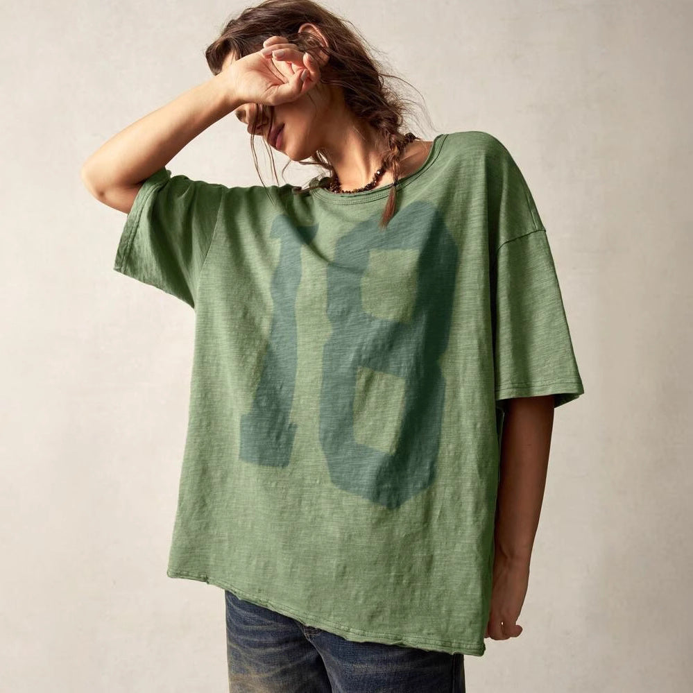 Dame afslappet oversized T-shirt lavet af åndbart materiale Stilla