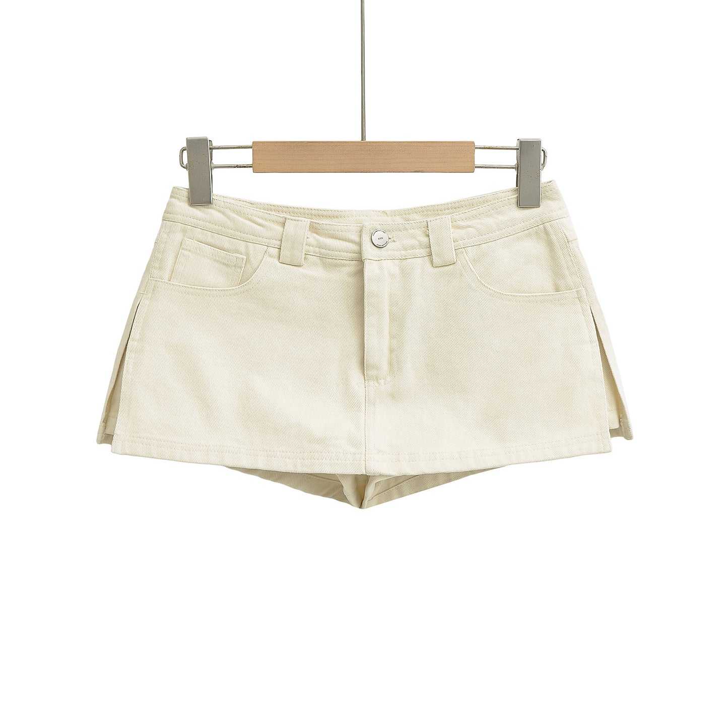 Dame Denim Minikjole med svingende kant og raffineret knapliste Stilla