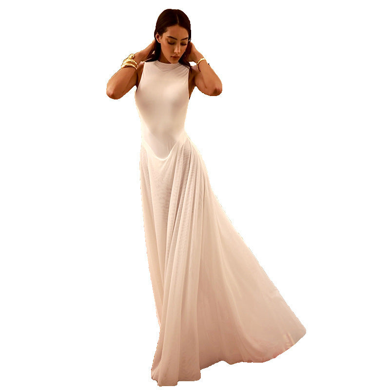 Dame Elegant Højkrave-Maxikjole Stilla