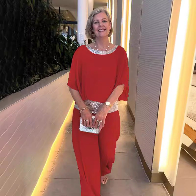 Dame Elegant bred Beinflatter Jumpsuit Stilla