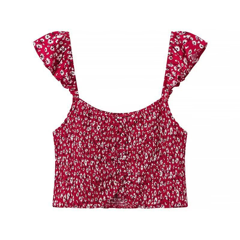 Dame Crop-top og Maxiskørt sæt med floral design Stilla