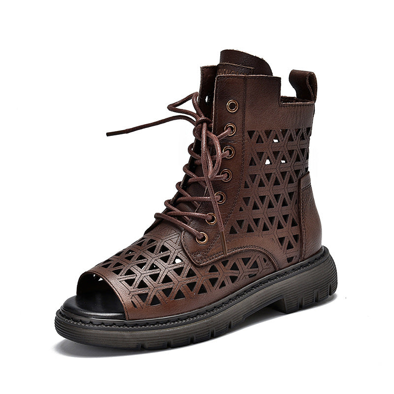 Dame Cut-Out Snøre støvler med åben tå område og innovativ gummisål Stilla