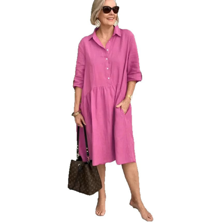 Dame afslappet skjortekjole med praktiske lommer og flæse detaljer Stilla