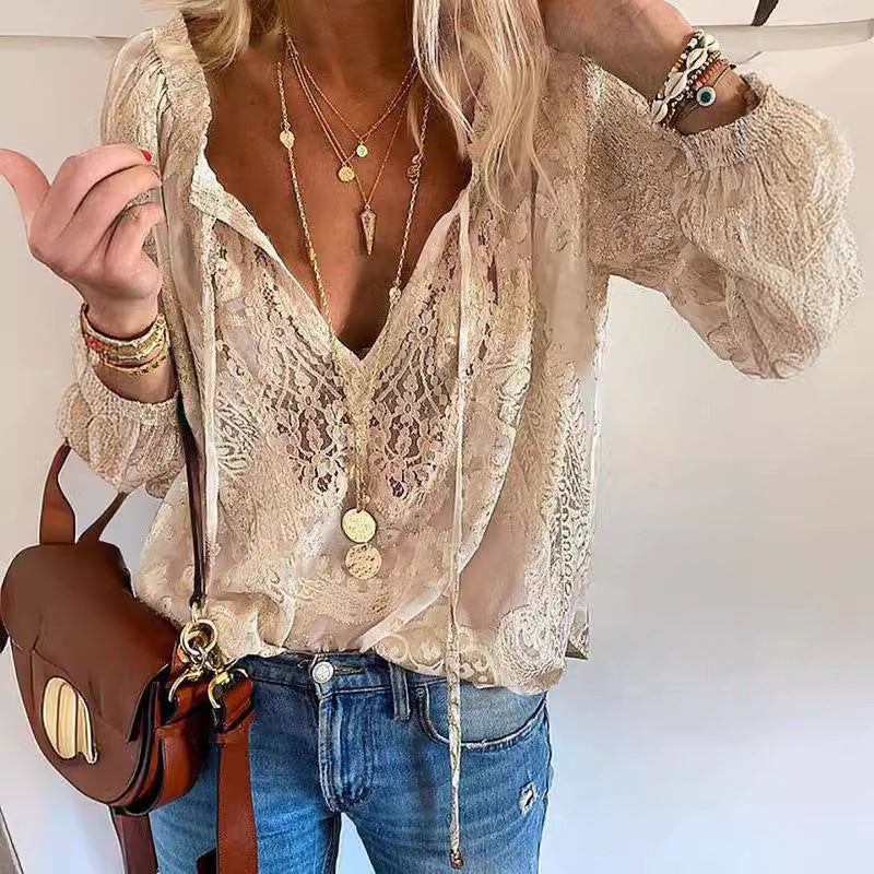 Stilla | Skjortebluse med Blonder til Damer