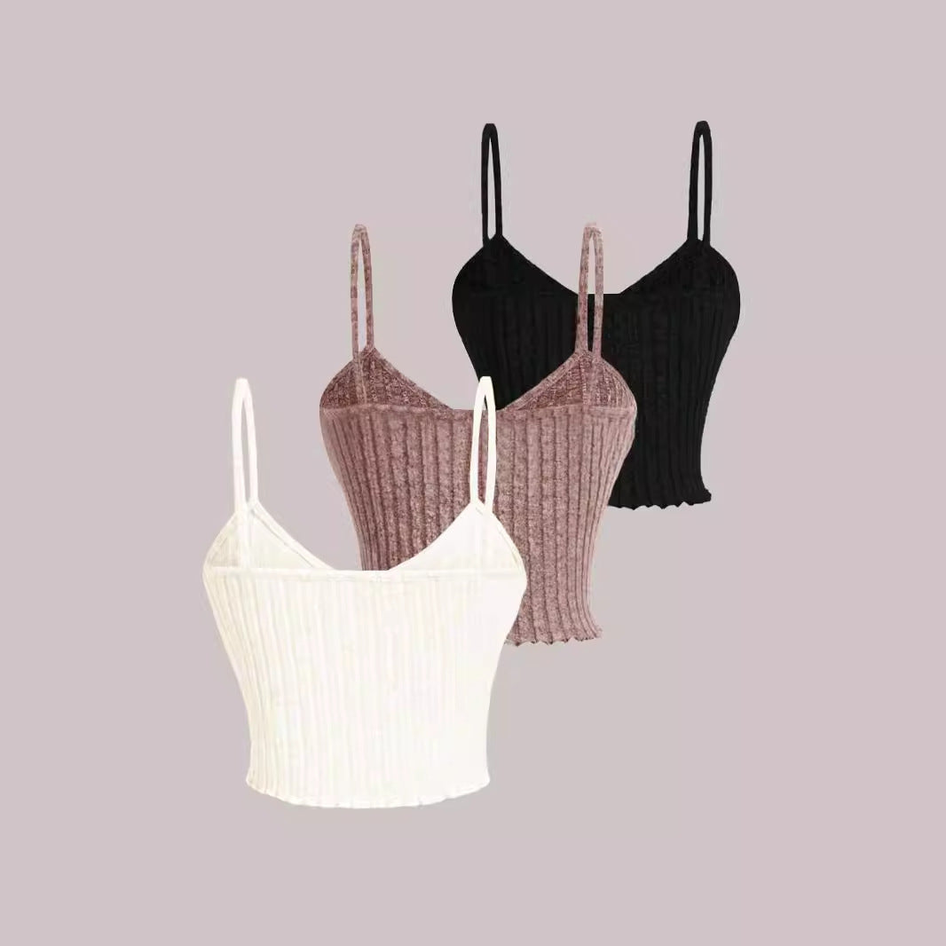 Dame afslappet kant-basics-top i ribdesign Stilla