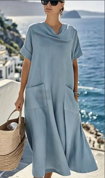 Dame afslappet sommerkjole med praktiske lommer og blødt stof Stilla