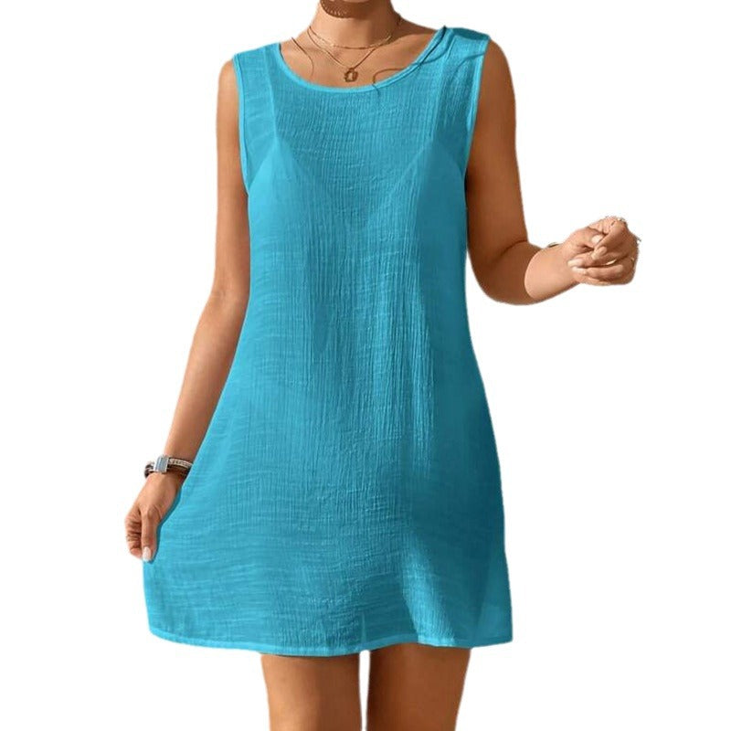 Dame afslappet sommerkjole med original strukturdesign og vid skæring Stilla