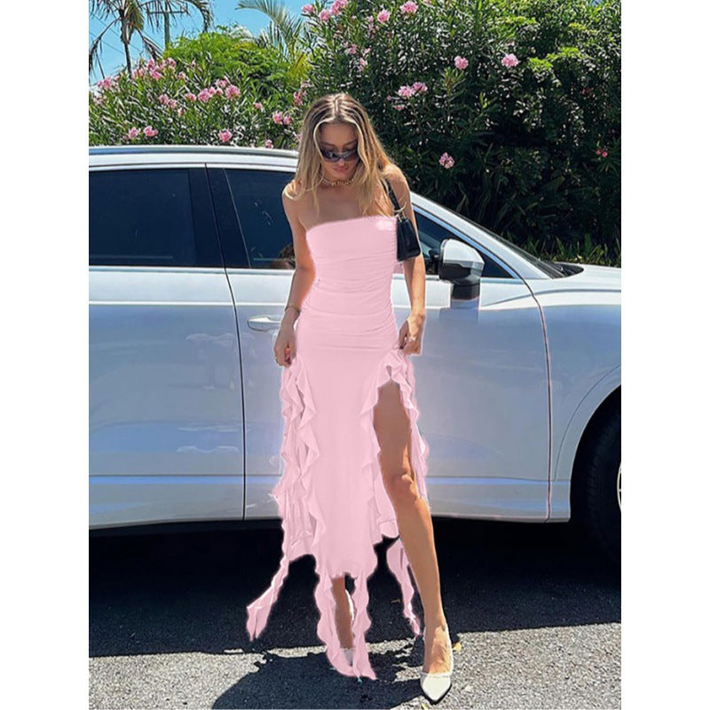 Dame Elegant Flæse Høj-Slid Maxi Kjole Stilla