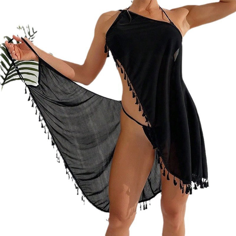 Dame Elegant Frynse Strand Overlay Kjole Stilla