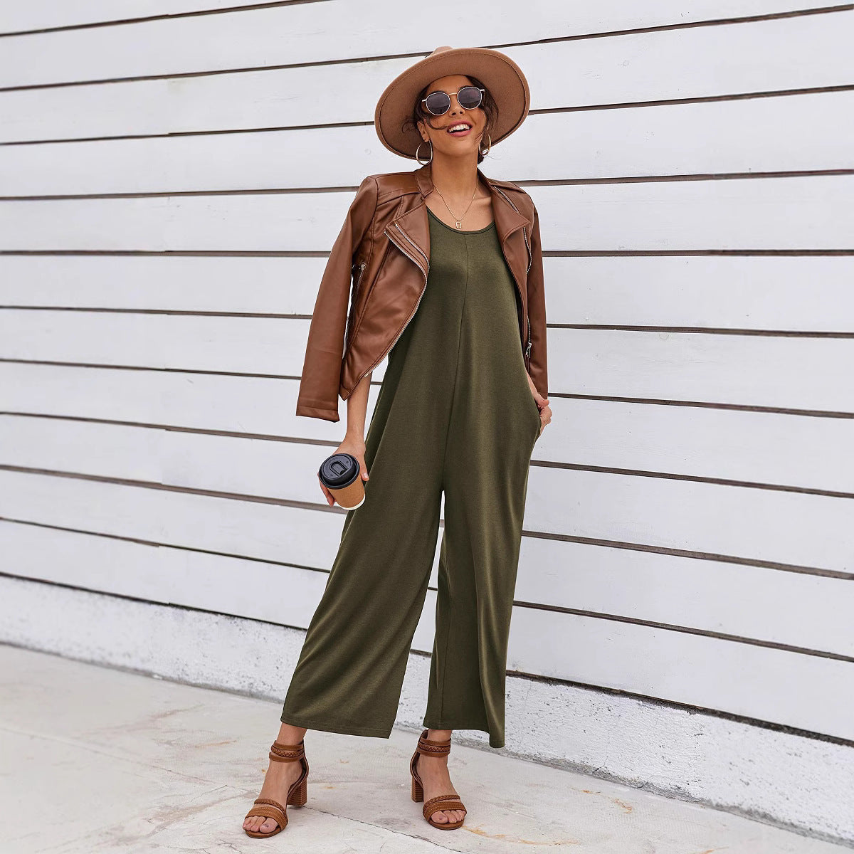 Kvinder Fritid Vidde Jumpsuit Stilla