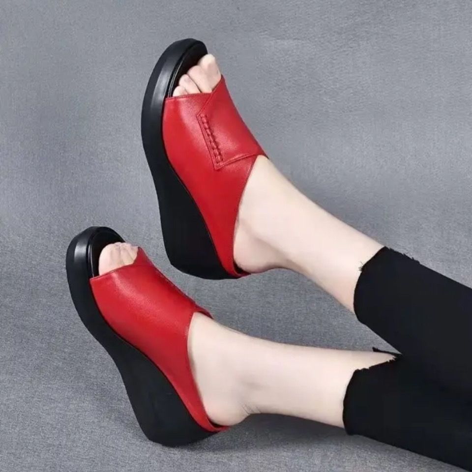 Dame åbne Wedge-sandaler med mode læderforsyning Stilla