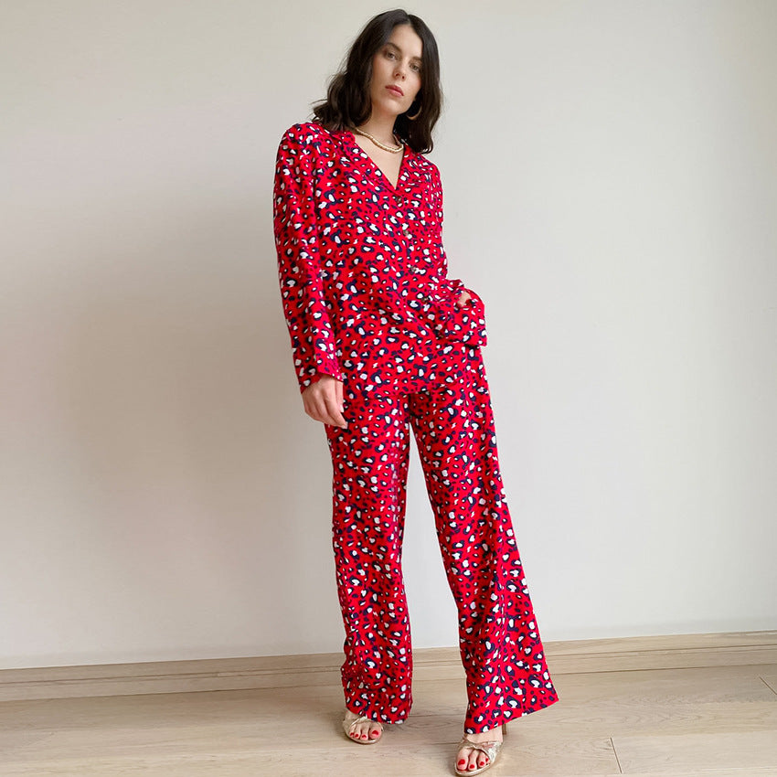 Dame jumpsuit med dyremønster og høje ribkanter Stilla