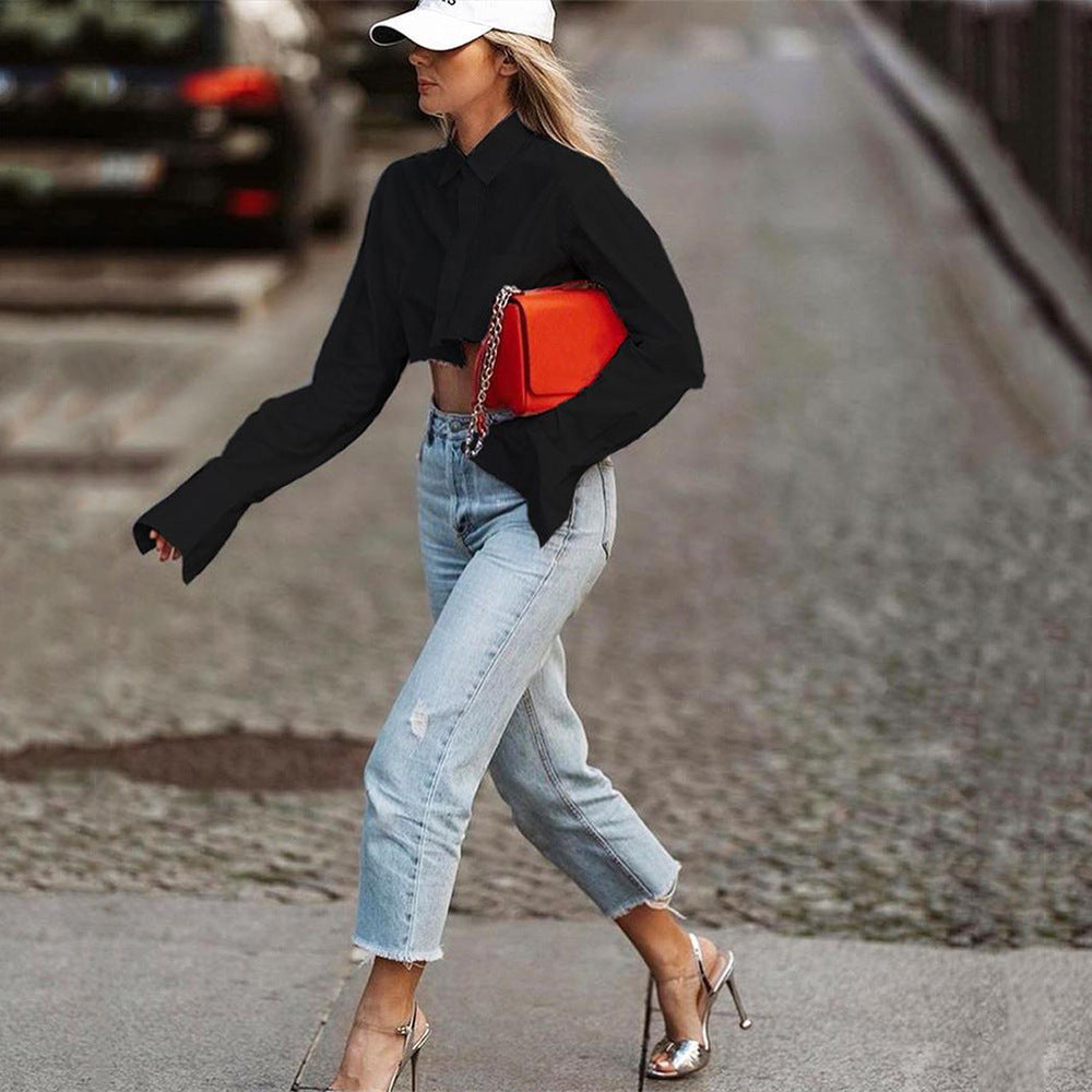 Dame cropped skjorte Stilla