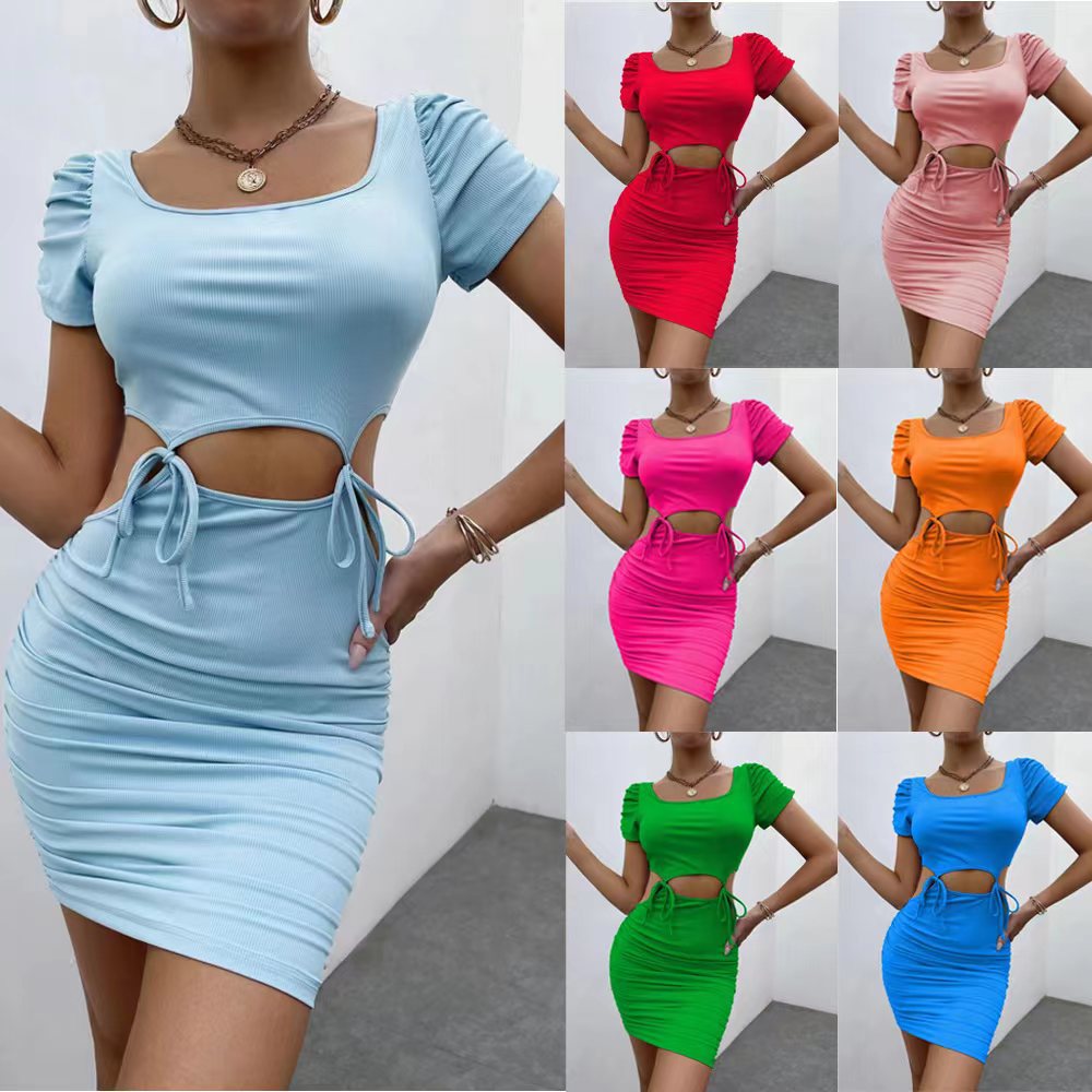 Dame Cut-Out Rynkning Mini Kjole Stilla 1752725816