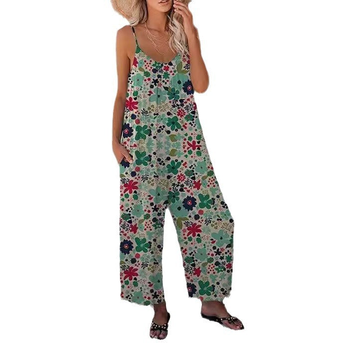 Dame Løs Jumpsuit med florale accenter og bredt ben Stilla