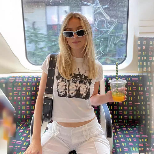 Dame Crop-Top med unikt dyremotiv og afslappet snit Stilla