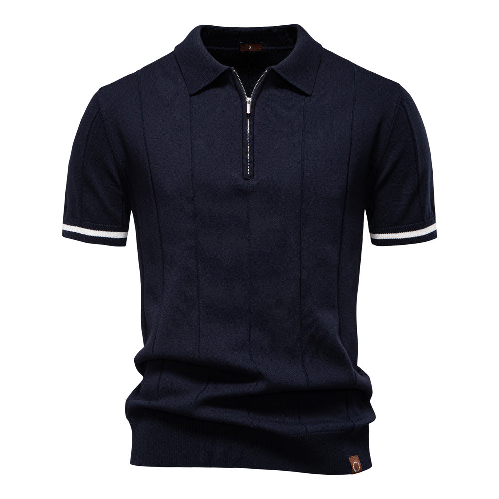 Herre polo T-shirt med sporty lynlås Stilla