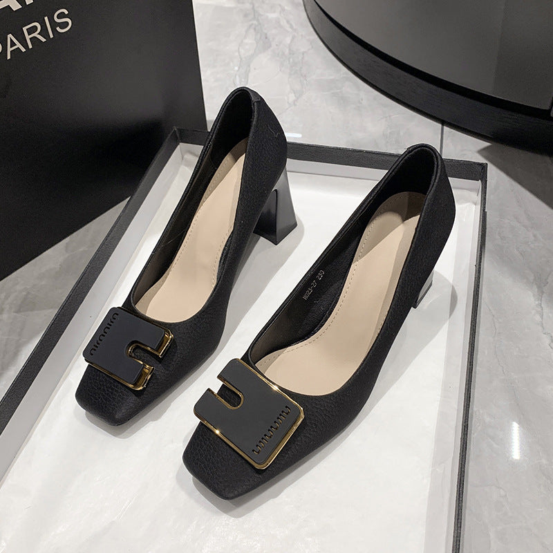 Dame Elegant Blokhæls pumps med flot spænde-detalje Stilla