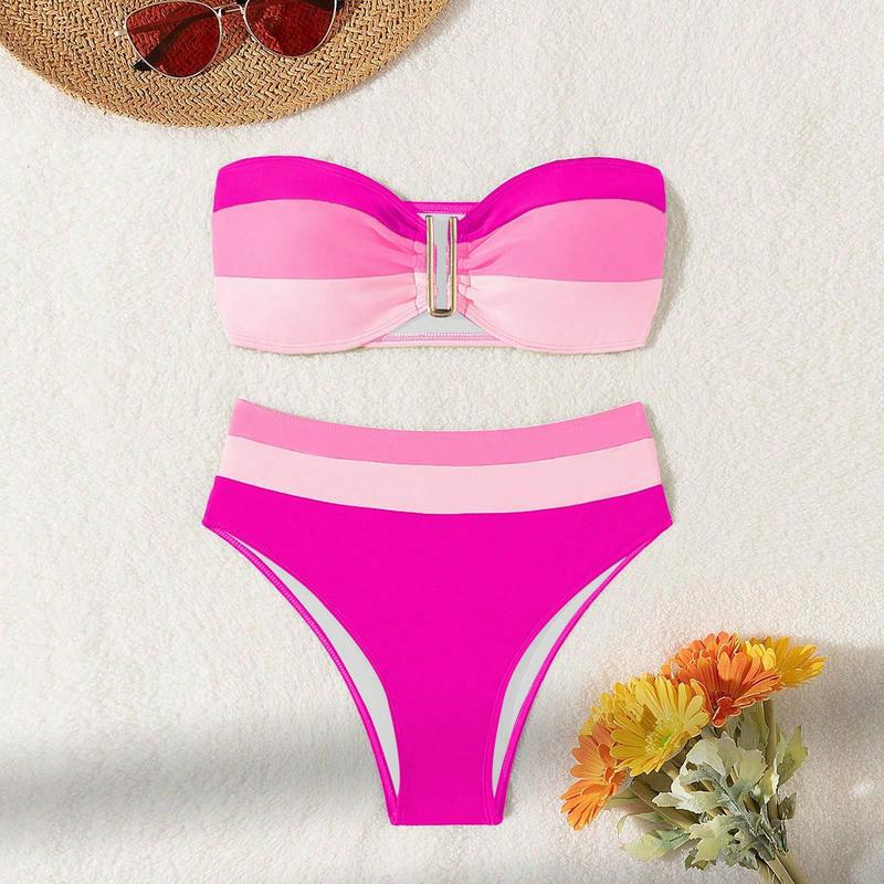Dame Bandeau-bikini med høj skæring og mode accenter Stilla