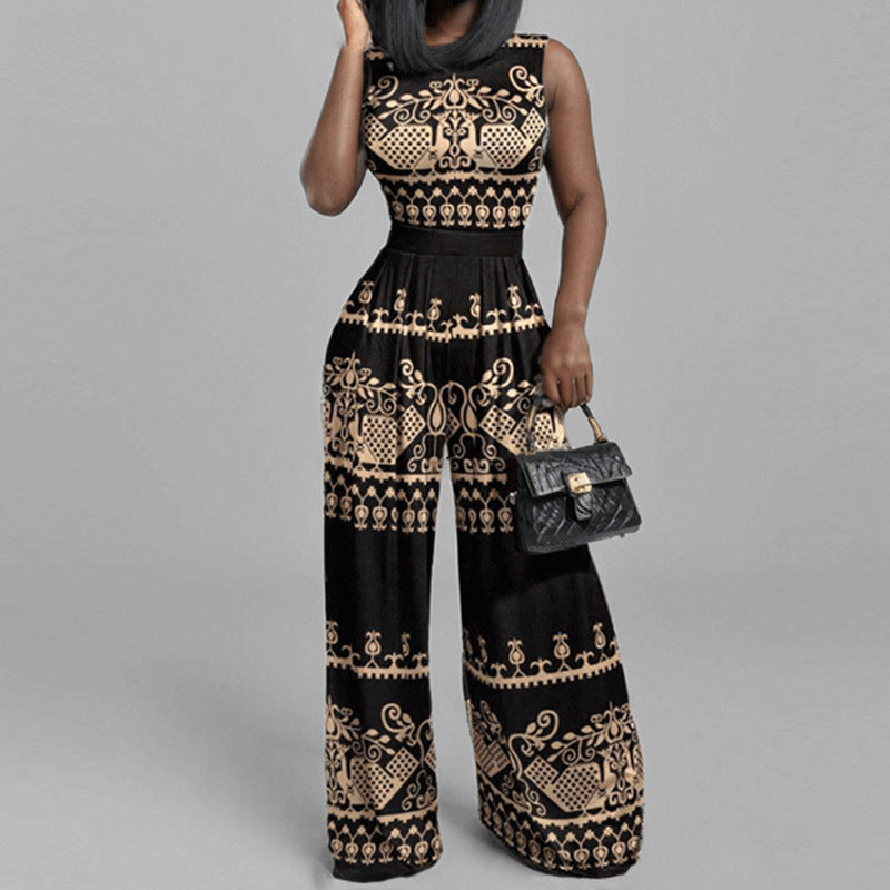 Dame elegant jumpsuit med bred ben og lukkede skuldre Stilla