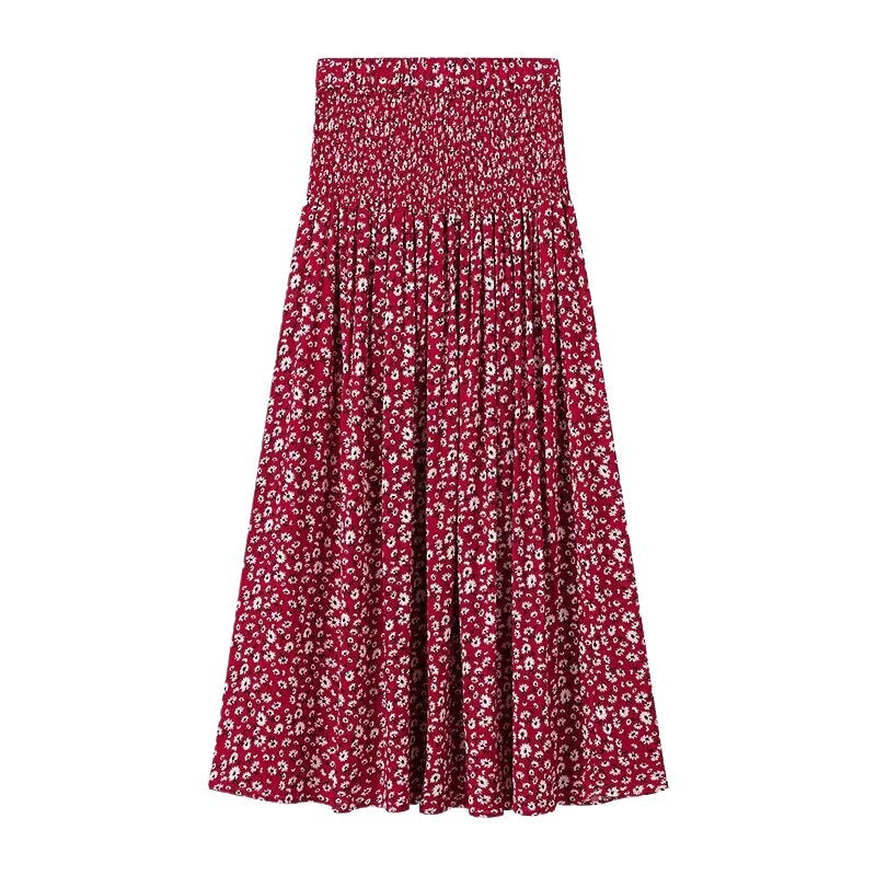 Dame Crop-top og Maxiskørt sæt med floral design Stilla