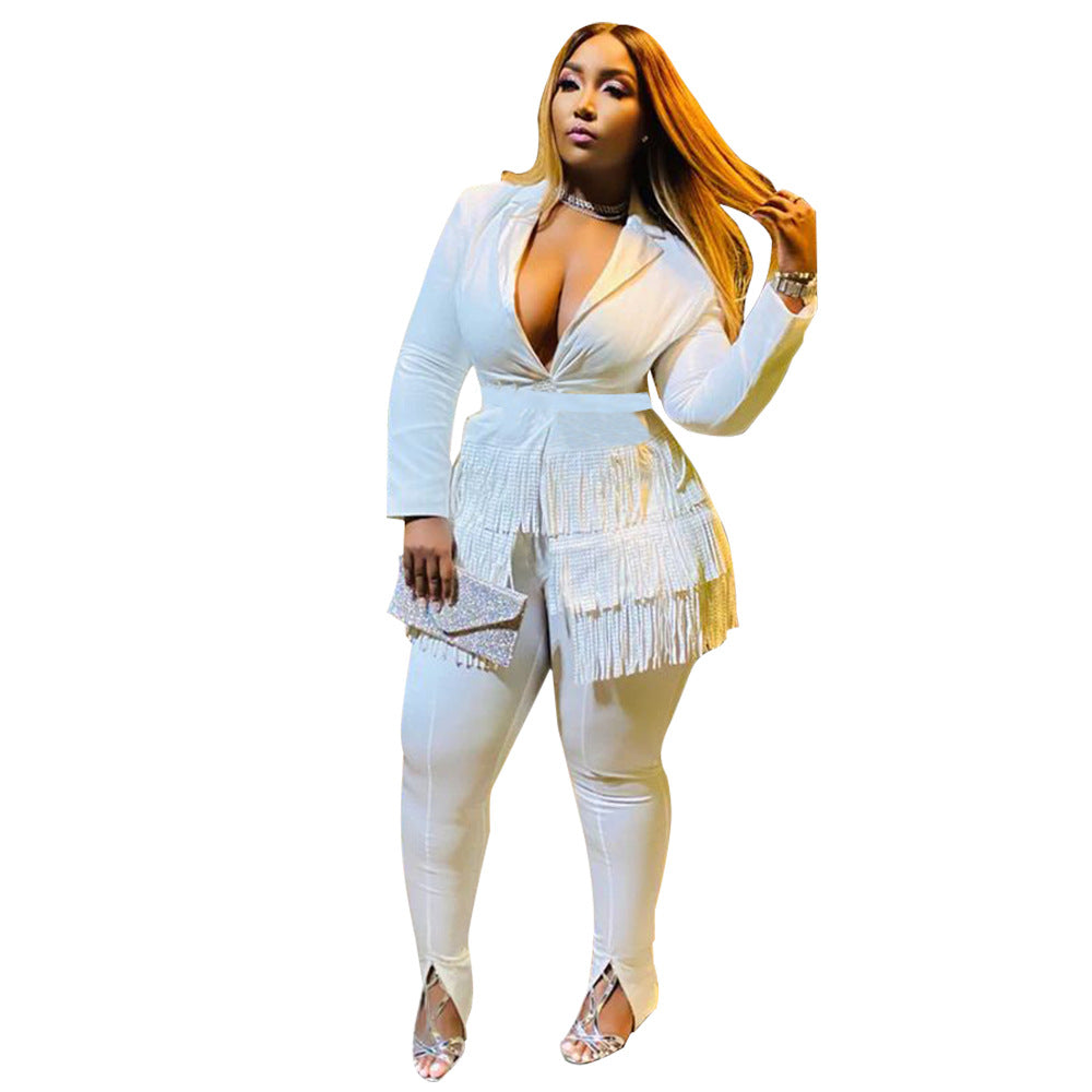 Dame jumpsuit med frynset design Stilla