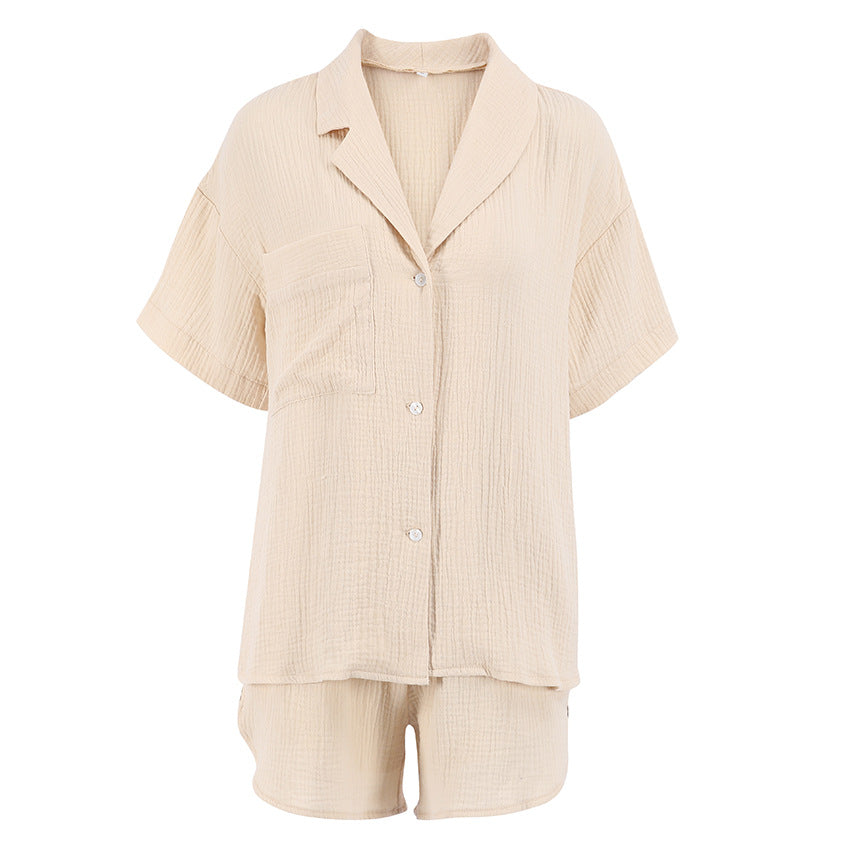 Dame afslappet kortærmet top og shorts sæt i let bomuldsblanding Stilla