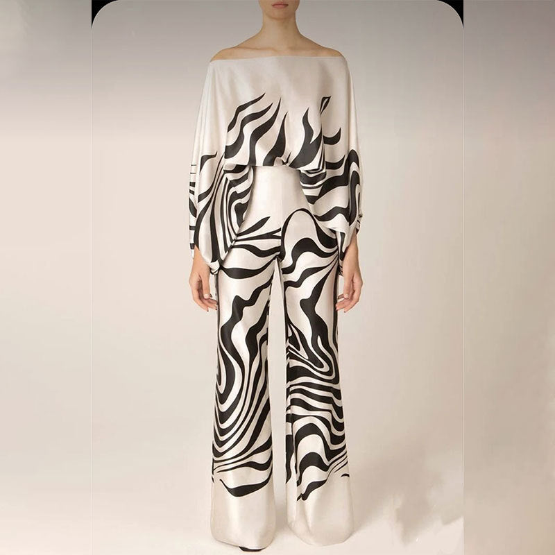 Dame Elegant Én-delt med asymmetrisk snit og iøjnefaldende mønster Stilla