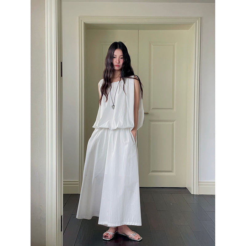 Dame afslappet oversized top med flæsedetaljer og rundudskæring Stilla