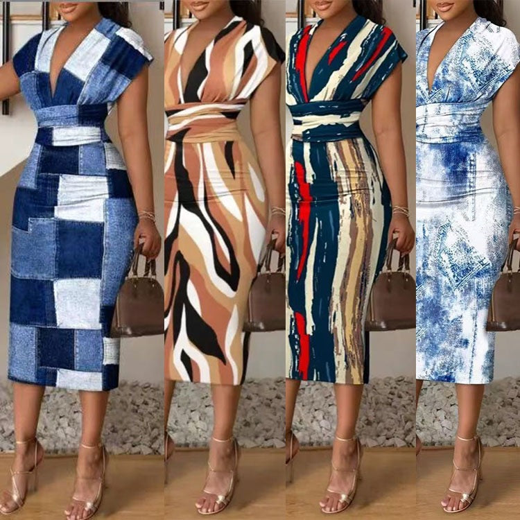 Dame Denim-Patchwork-Midi-Kjole Stilla