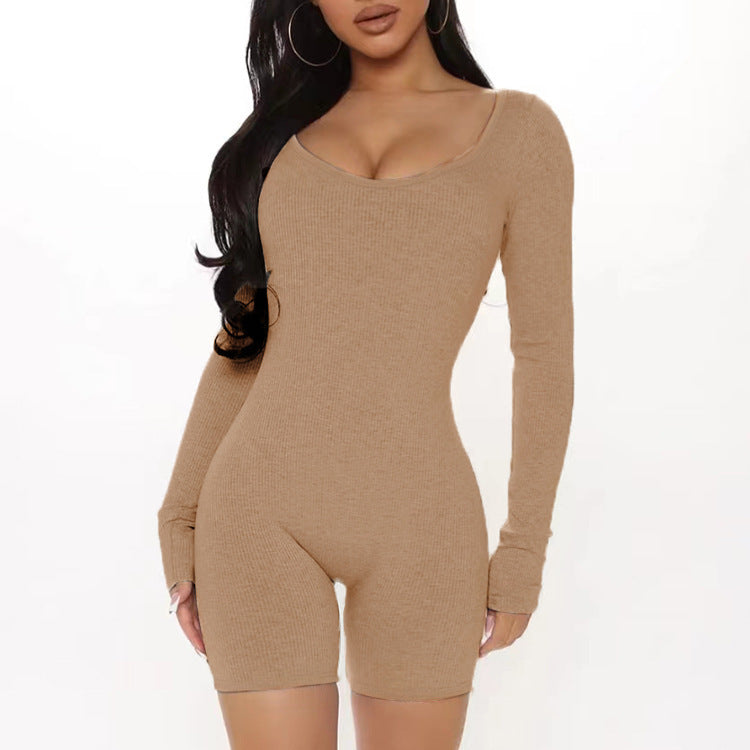 Dame Figurtilpasset Jumpsuit med lange ærmer og V-udskæring Stilla