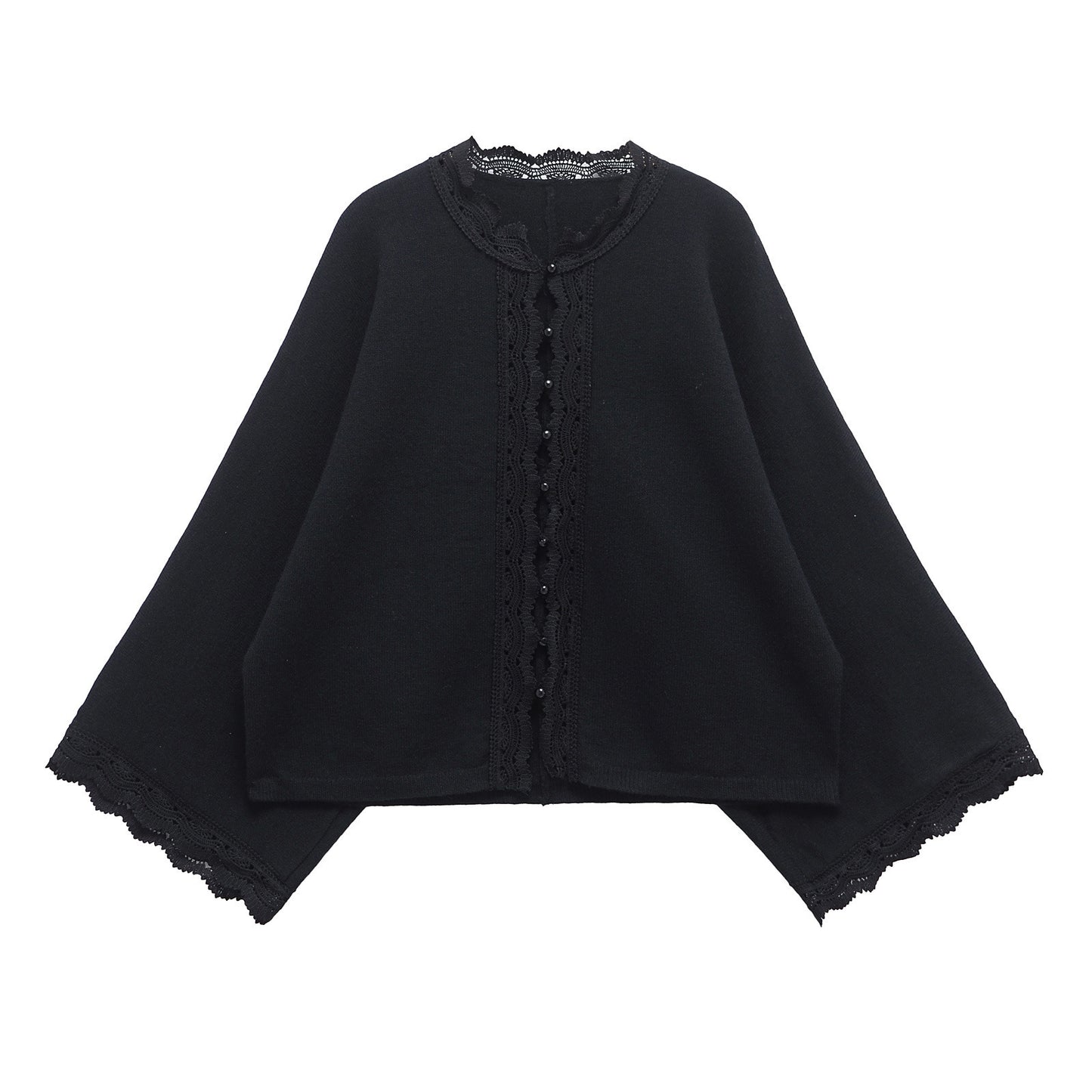 Dame Elegant Knap Cardigan med Spidskant Stilla