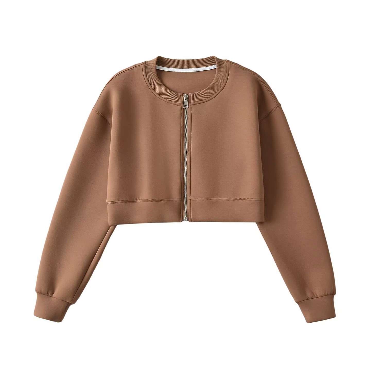 Dame cropped Sweatjakke med praktisk lynlås og afslappet skærep Stilla