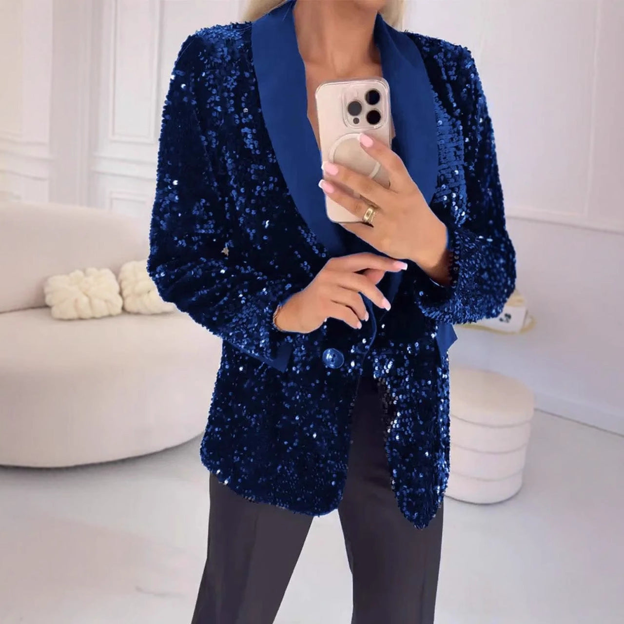 Dame elegant glimmer blazer med skinnende optræden Stiila
