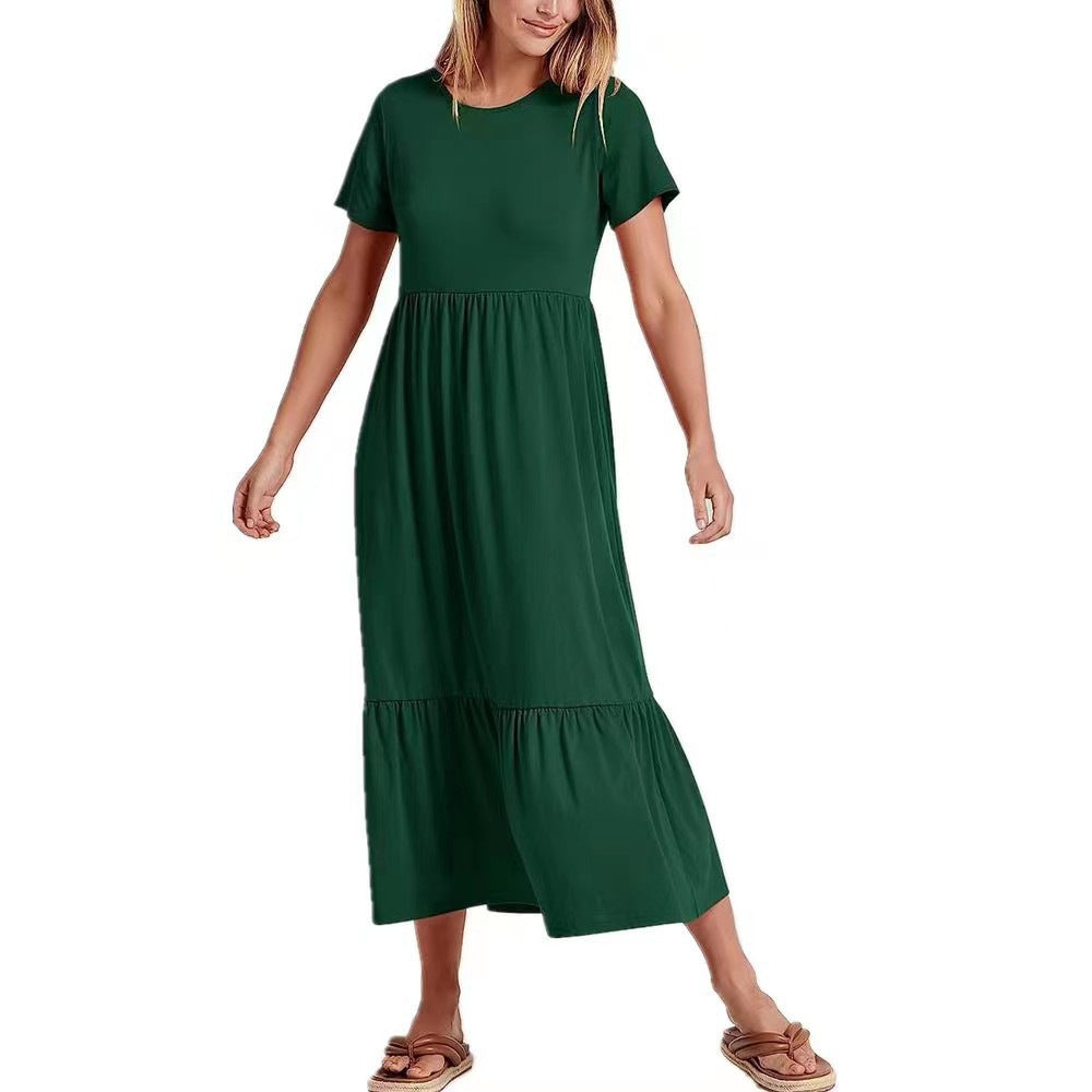 Dame afslappet maxikjole med lommer og voluminøst skørt Stilla