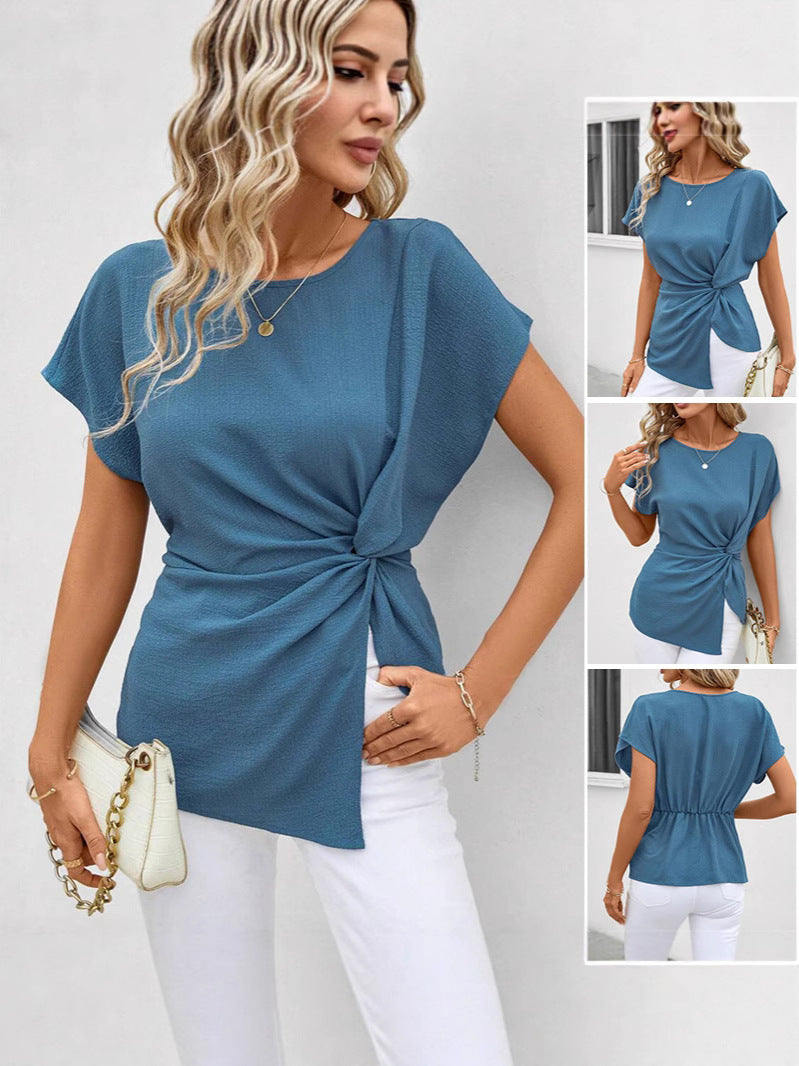 Dame elegant indpakning top med afslappet snit og flydende stof Stilla