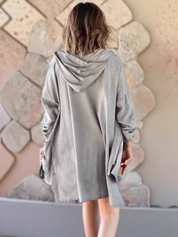 Dame afslappet hættejakke med lynlås og praktiske lommer Stiila