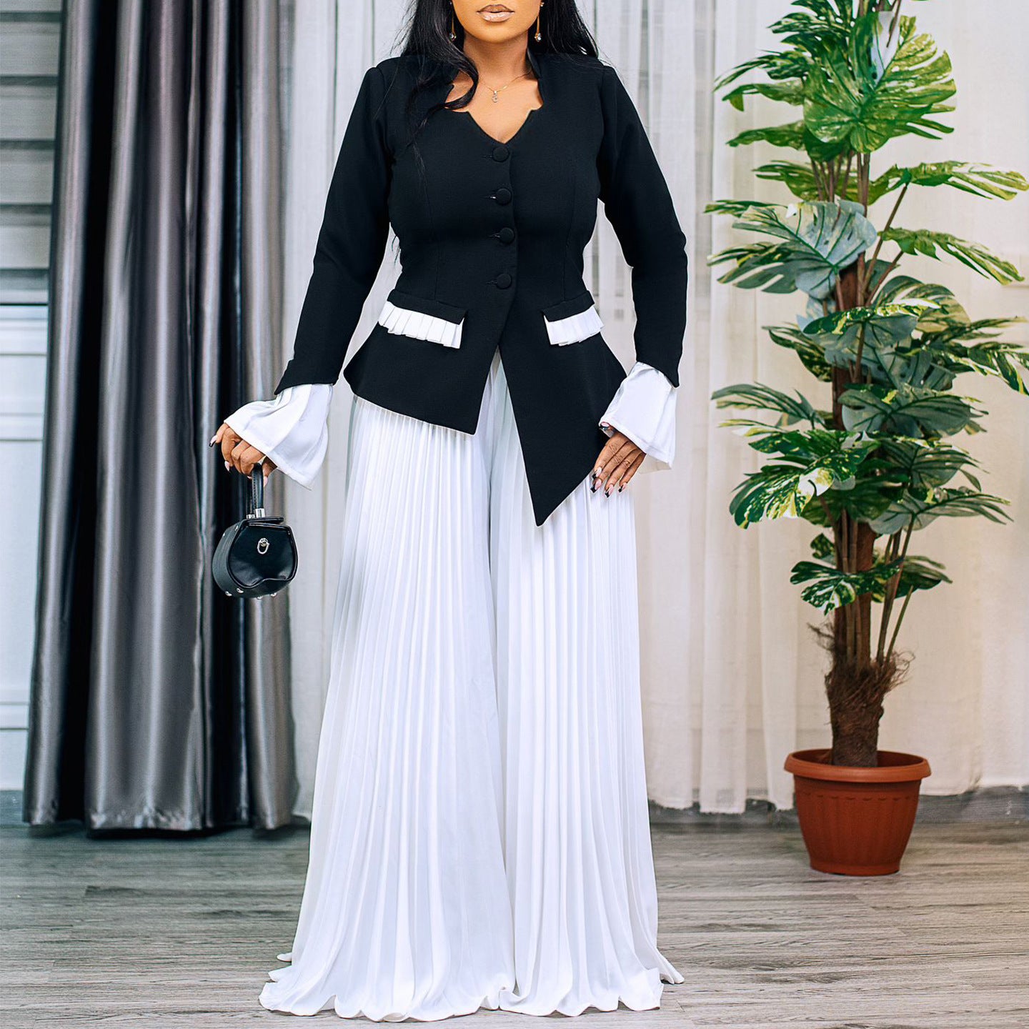 Dame Elegant Blazer med plisserede Bukser Stilla