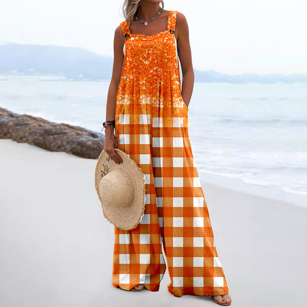 Dame Løs Jumpsuit med floraltryk og bredt ben Stilla