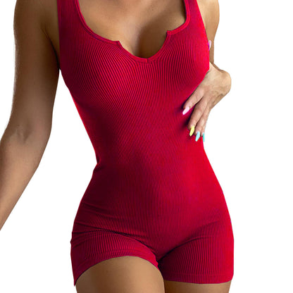 Dame figursyet Rib-Bodysuit med V-hals Stilla