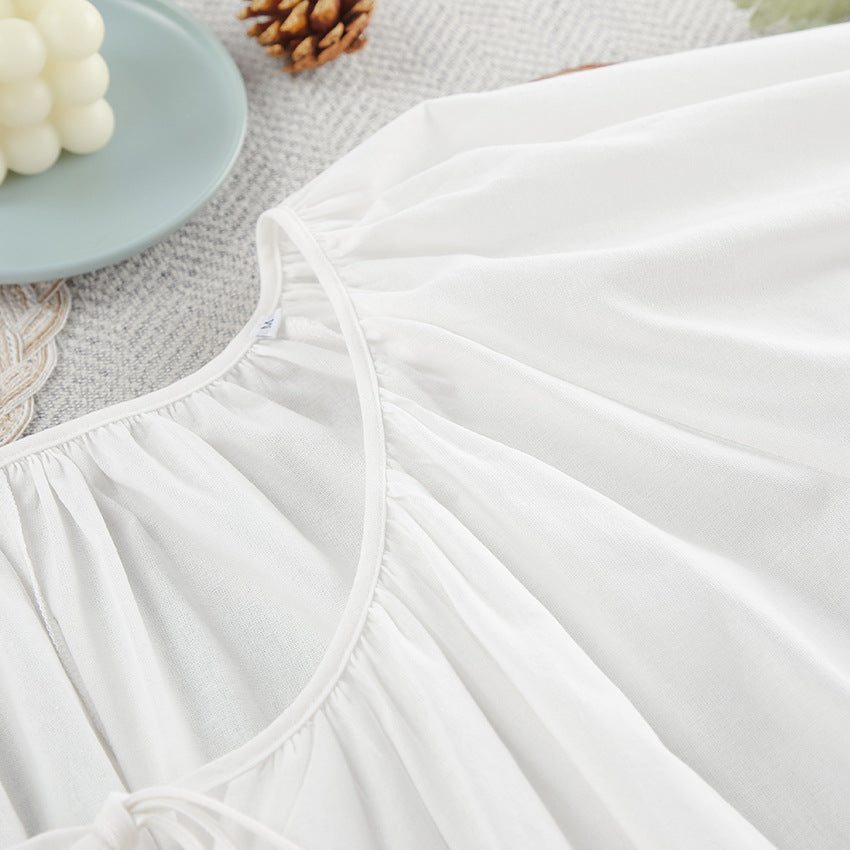 Dame afslappet sommernatkjole med komfortable puffærmer og justerbar snortræk Stilla