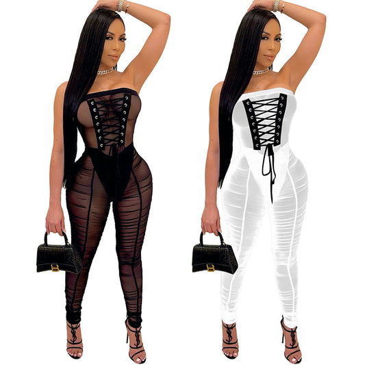 Dame Figurtilpasset Jumpsuit med Snøredetaljer Stilla