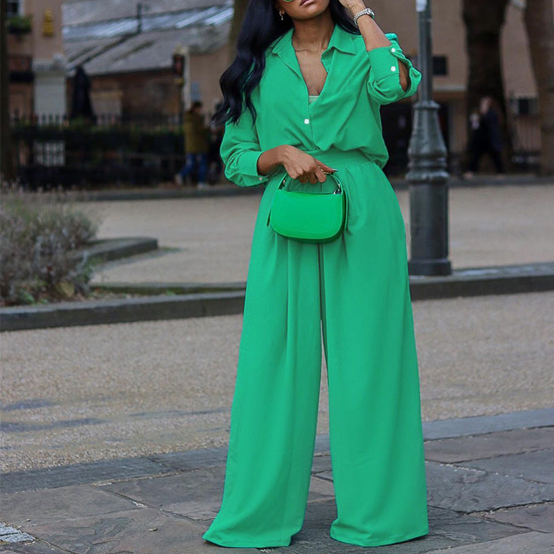 Damer Løs Jumpsuit med bredt ben og elegant knaplukning Stilla
