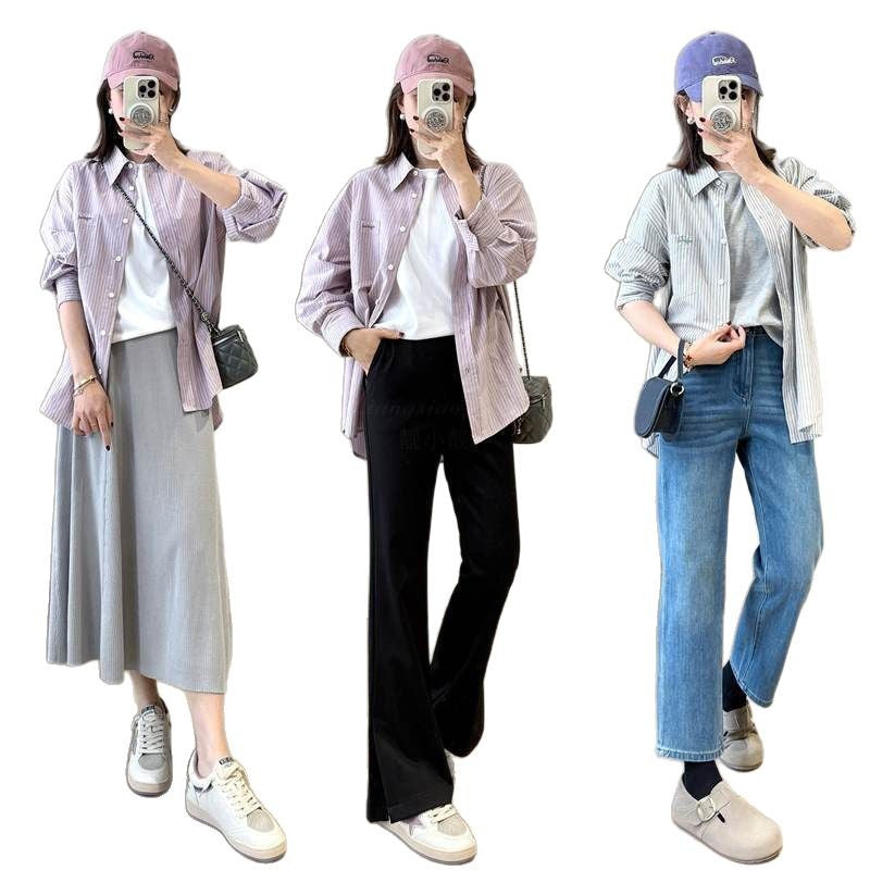 Dame Eksklusiv stribet blouse med behagelig pasform Stilla