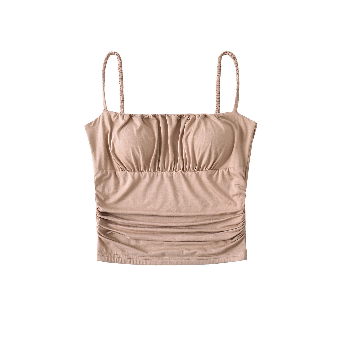 Dame afslappet overdel med rynkedetalje og justerbare stropper Stilla