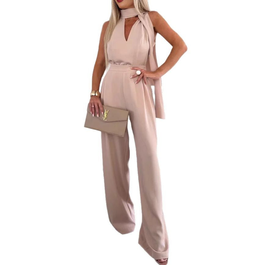 Dame Glamourøs Jumpsuit med svajende snit og elegant krave Stilla